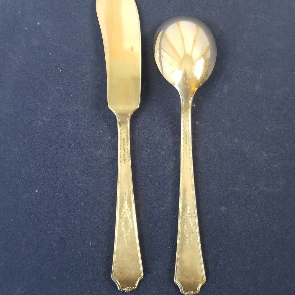 VTG Butter Knife and Sugar Spoon set 1847 Rogers Bros Ancestral
